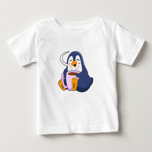 Camiseta De Bebé Pingüino con Copa de Café (Anverso)