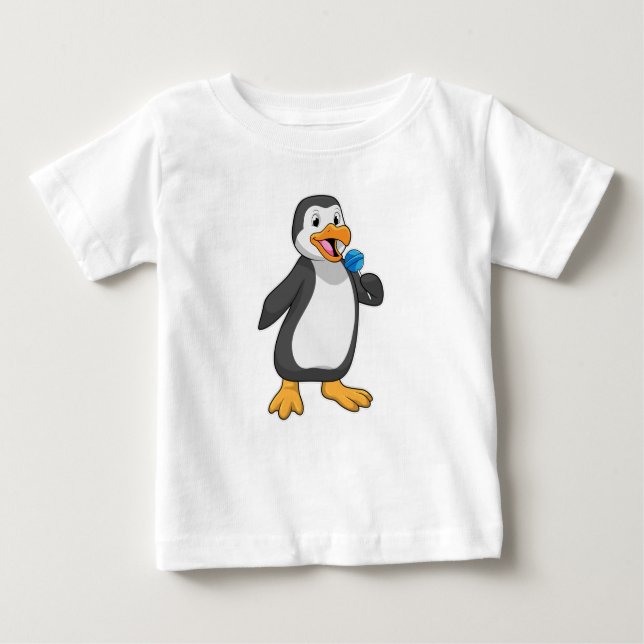 Camiseta De Bebé Pingüino con dulces de Lollipop (Anverso)