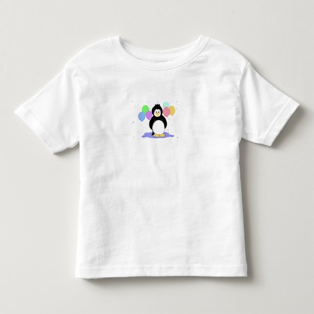 Camiseta De Bebé Pingüino con globos coloridos (Anverso)