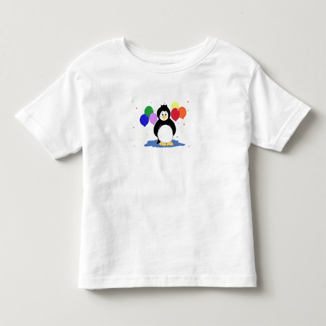 Camiseta De Bebé Pingüino con globos coloridos (Anverso)