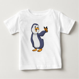 Camiseta De Bebé Pingüino con mariposa