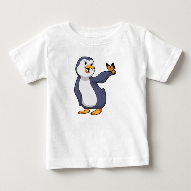 Camiseta De Bebé Pingüino con mariposa (Anverso)