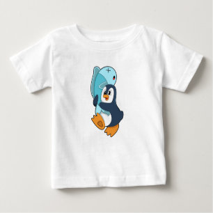 Camiseta De Bebé Pingüino con pescado
