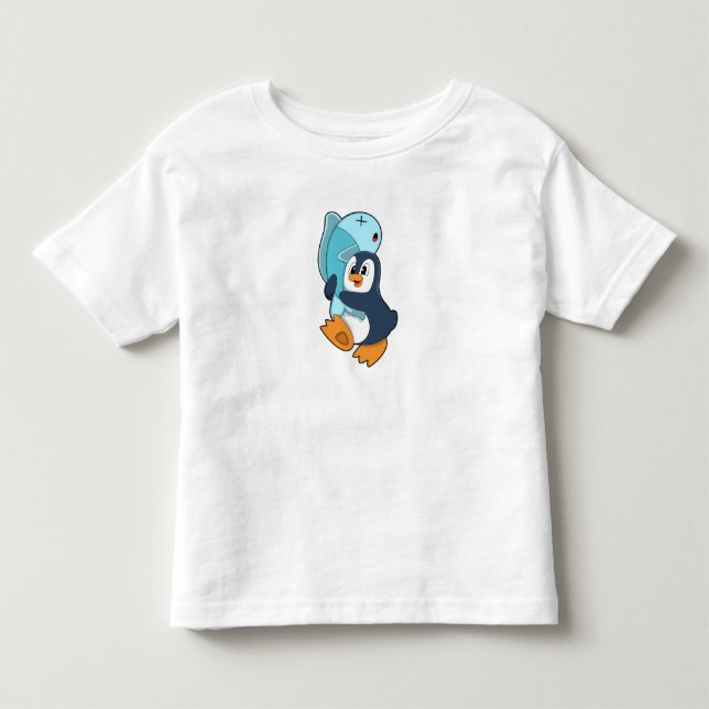 Camiseta De Bebé Pingüino con pescado (Anverso)