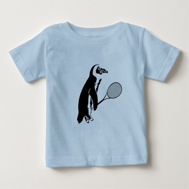 Camiseta De Bebé Pingüino con Racquet de Tenis (Anverso)