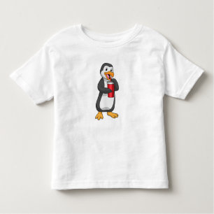 Camiseta De Bebé Pingüino con taza de bebida con paja