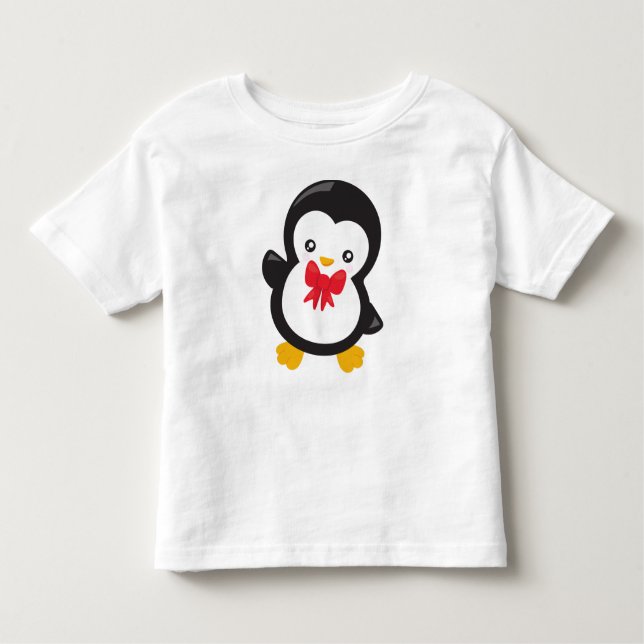 Camiseta De Bebé Pingüino Con Tejido De Bow, Pingüino Cuto, Pingüin (Anverso)