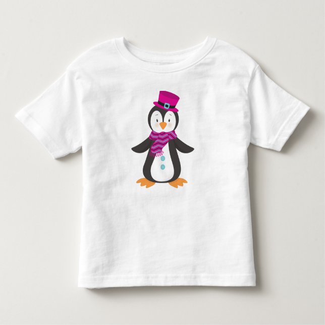 Camiseta De Bebé Pingüino Cuesto, Pingüino Con Gorra, Pingüino Con  (Anverso)