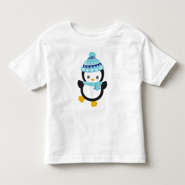 Camiseta De Bebé Pingüino Cuto, Pingüino Bebé, Pingüino Con Cubiert (Anverso)