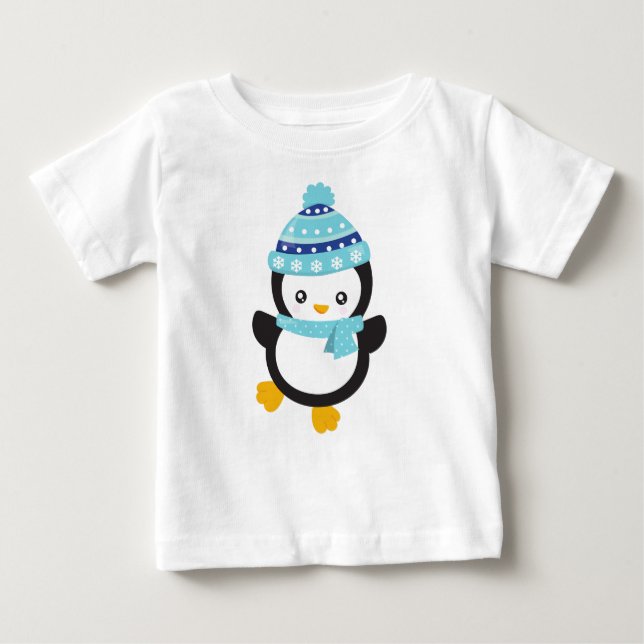 Camiseta De Bebé Pingüino Cuto, Pingüino Bebé, Pingüino Con Cubiert (Anverso)