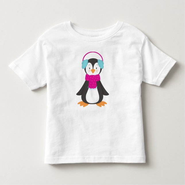 Camiseta De Bebé Pingüino Cuto, Pingüino Bebé, Pingüino Con Cubiert (Anverso)