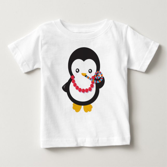 Camiseta De Bebé Pingüino Cuto, Pingüino Pequeño, Silbato Fiesta (Anverso)
