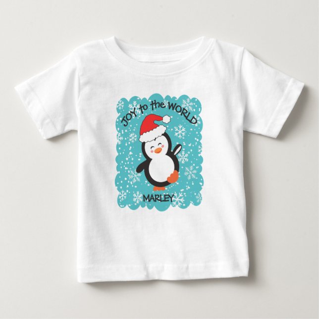 Camiseta De Bebé Pingüino de baile Alegría Copos de nieve Navidad (Anverso)