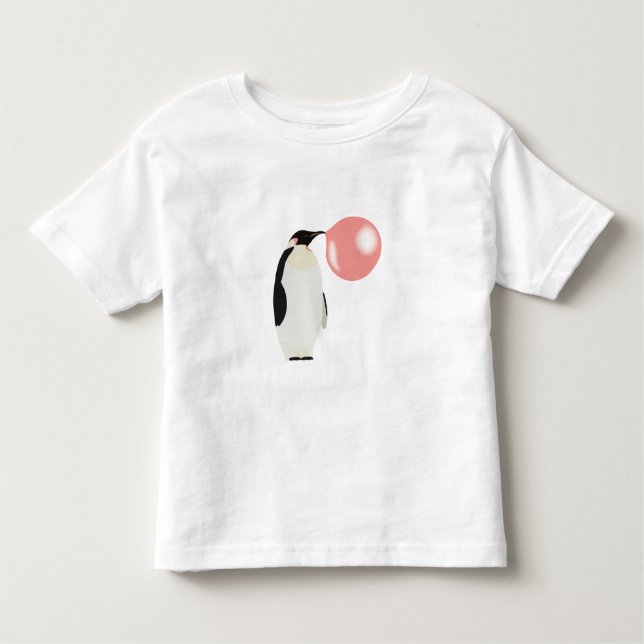 Camiseta De Bebé Pingüino de chicle adorable soplando burbuja (Anverso)