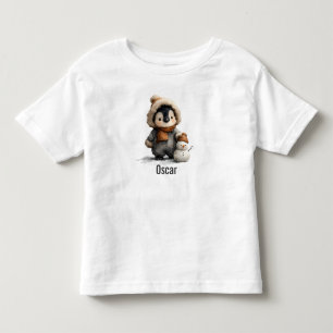 Camiseta De Bebé Pingüino de invierno con diseño de muñeco de nieve