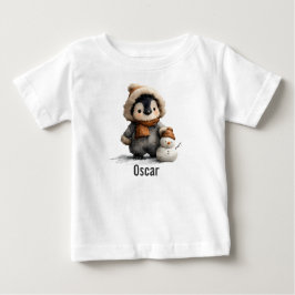 Camiseta De Bebé Pingüino de invierno con diseño de muñeco de nieve