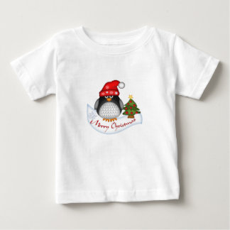 Camiseta De Bebé Pingüino de Navidades lindo con manga larga de niñ