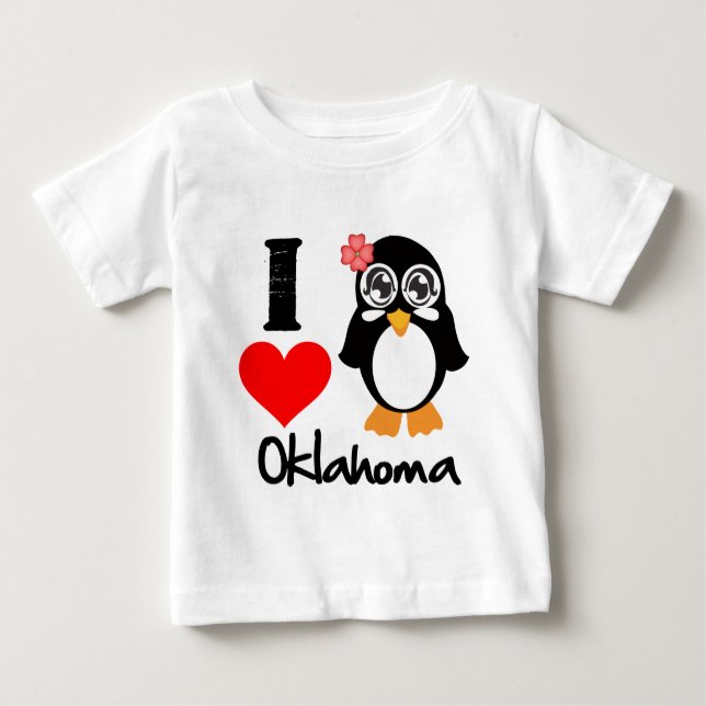 Camiseta De Bebé Pingüino de Oklahoma - Amo Oklahoma (Anverso)