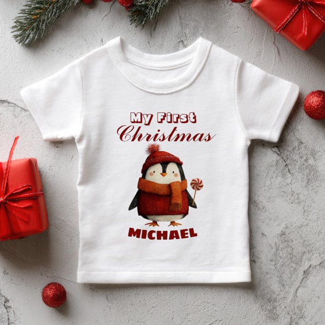 Camiseta De Bebé Pingüino de Personalizado Cuaderno Primer Nombre P (Subido por el creador)