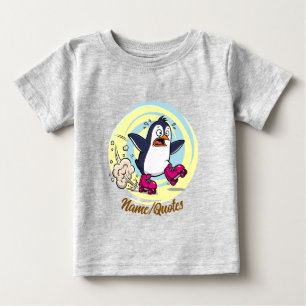 Camiseta De Bebé Pingüino Divertido en Patines de Rueda