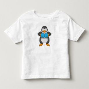 Camiseta De Bebé Pingüino en boxeo con guantes de boxeo