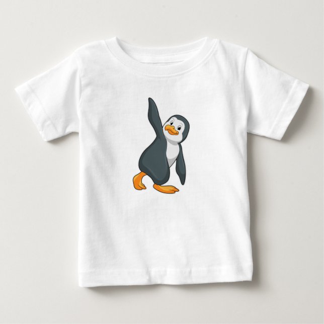 Camiseta De Bebé Pingüino en ejercicio de Stretching de Yoga (Anverso)