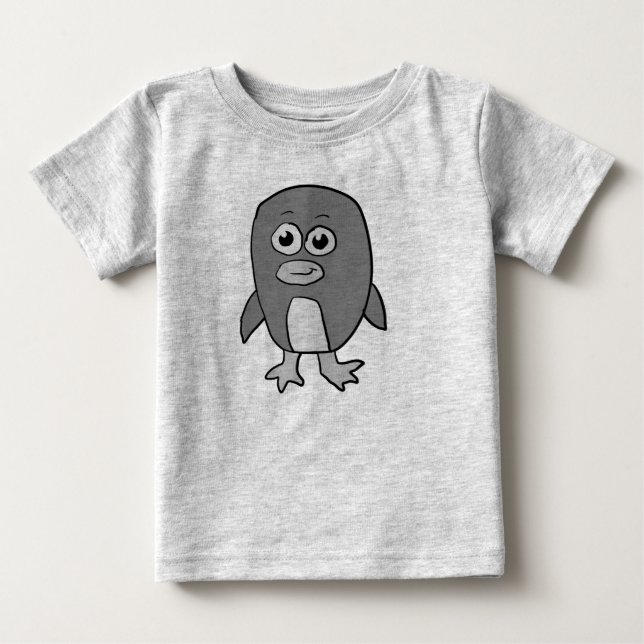 Camiseta De Bebé Pingüino en escala de grises (Anverso)