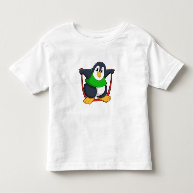 Camiseta De Bebé Pingüino en Gimnasio con cuerda para saltar.PNG (Anverso)
