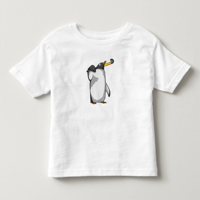 Camiseta De Bebé Pingüino en hockey con bastón de hockey (Anverso)