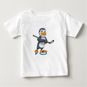 Camiseta De Bebé Pingüino en hockey sobre hielo con bastón de hocke