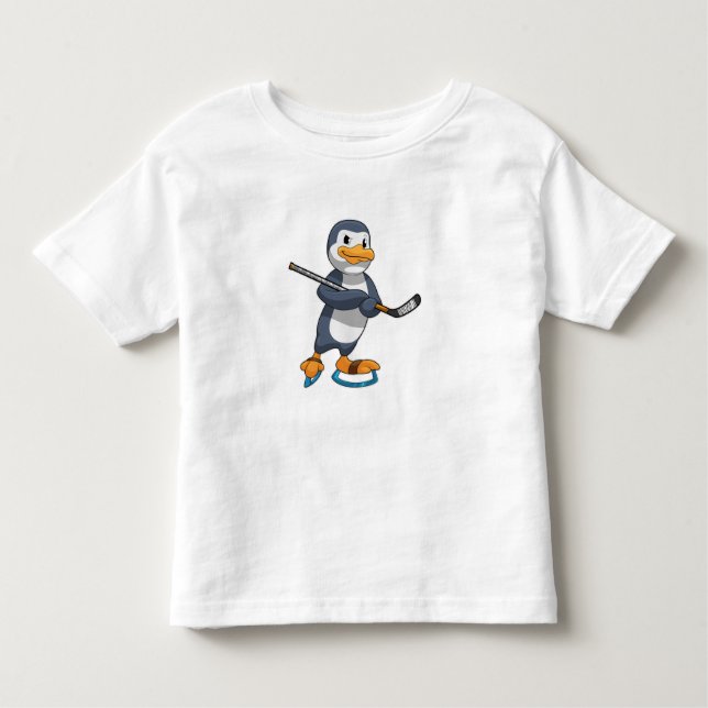 Camiseta De Bebé Pingüino en hockey sobre hielo con bastón de hocke (Anverso)