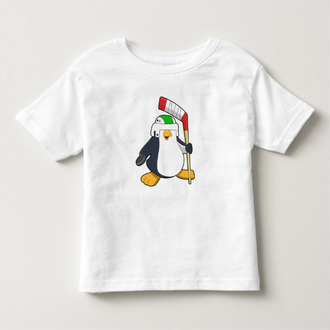 Camiseta De Bebé Pingüino en hockey sobre hielo con bastón de hocke (Anverso)