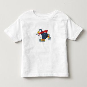 Camiseta De Bebé Pingüino en patinaje sobre hielo con patines de hi