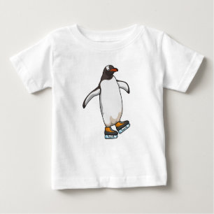 Camiseta De Bebé Pingüino en patinaje sobre hielo con patines de hi