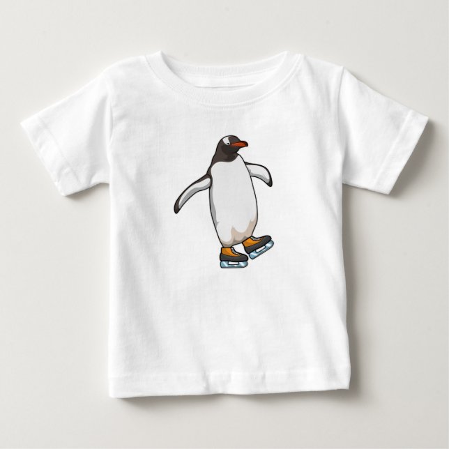 Camiseta De Bebé Pingüino en patinaje sobre hielo con patines de hi (Anverso)