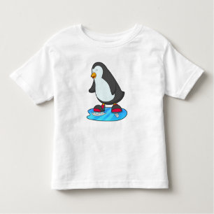Camiseta De Bebé Pingüino en patinaje sobre hielo con patines de hi
