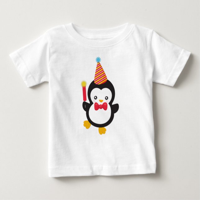 Camiseta De Bebé Pingüino, Gorra Fiesta, Rastreador, Bow Tie (Anverso)