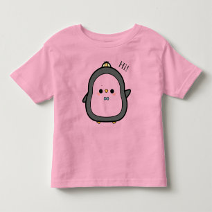 Camiseta De Bebé Pingüino Kawaii Adorable Diciendo Hola