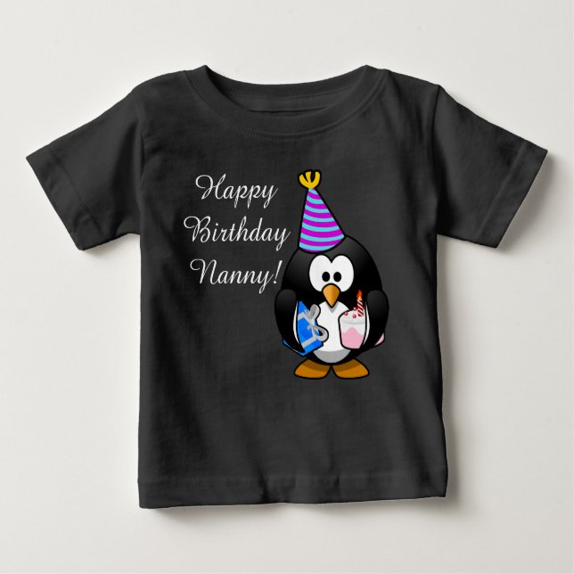 Camiseta De Bebé Pingüino lindo de encargo del bebé de la niñera (Anverso)