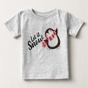 Camiseta De Bebé Pingüino lindo deja que nieve Navidades