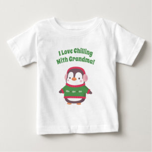 Camiseta De Bebé Pingüino Lindo Me Encanta Relajarme Con Mi Abuela 
