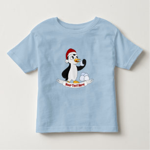 Camiseta De Bebé Pingüino Navidad lindo con un Todd de bola de niev