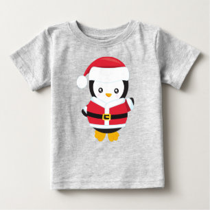 Camiseta De Bebé Pingüino navidad, Pingüino Con Sombrero Santa, Cin