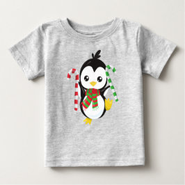 Camiseta De Bebé Pingüino navidad, Pingüino Con Tejido, Cañón De Va