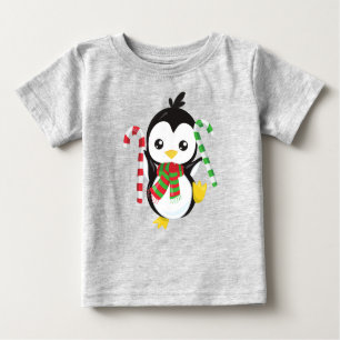 Camiseta De Bebé Pingüino navidad, Pingüino Con Tejido, Cañón De Va