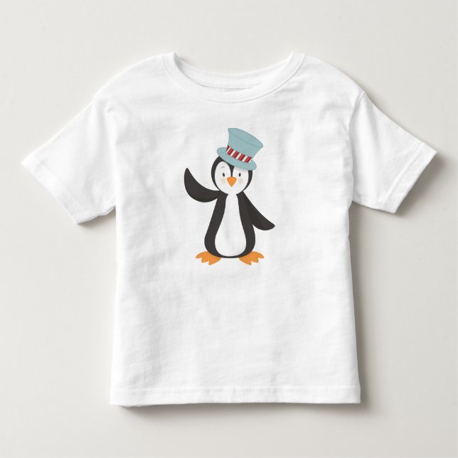 Camiseta De Bebé Pingüino, Pingüino Pequeño, Pingüino Con Gorra (Anverso)