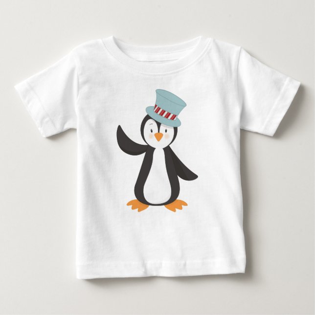 Camiseta De Bebé Pingüino, Pingüino Pequeño, Pingüino Con Gorra (Anverso)