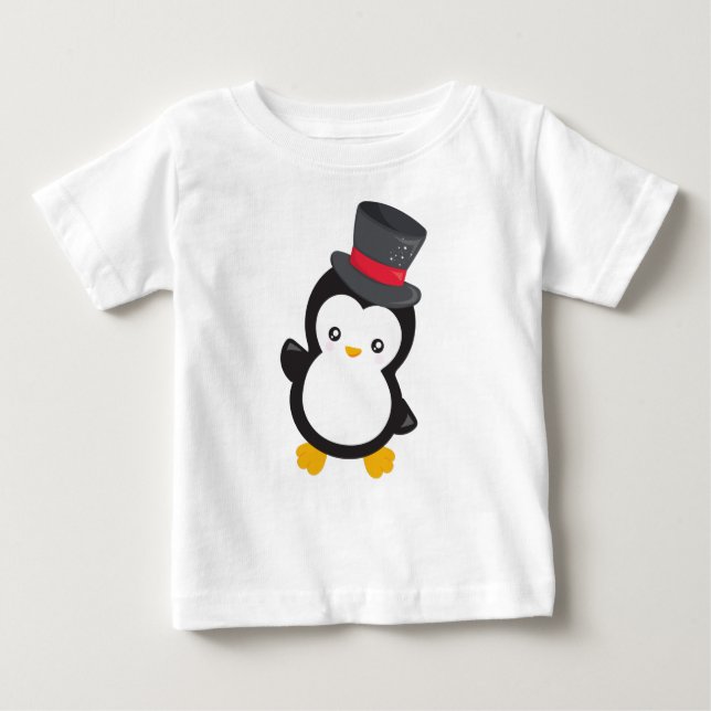 Camiseta De Bebé Pingüino, Pingüino, Sombrero Superior (Anverso)