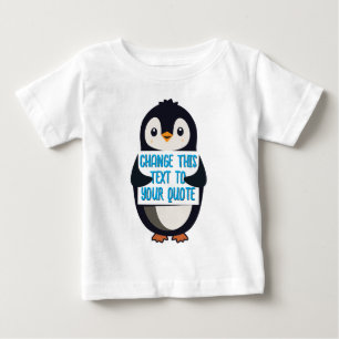 Camiseta De Bebé Pingüino sosteniendo un cartel con mensaje persona