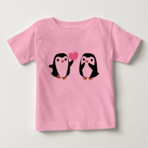 Camiseta De Bebé Pingüinos enamorados